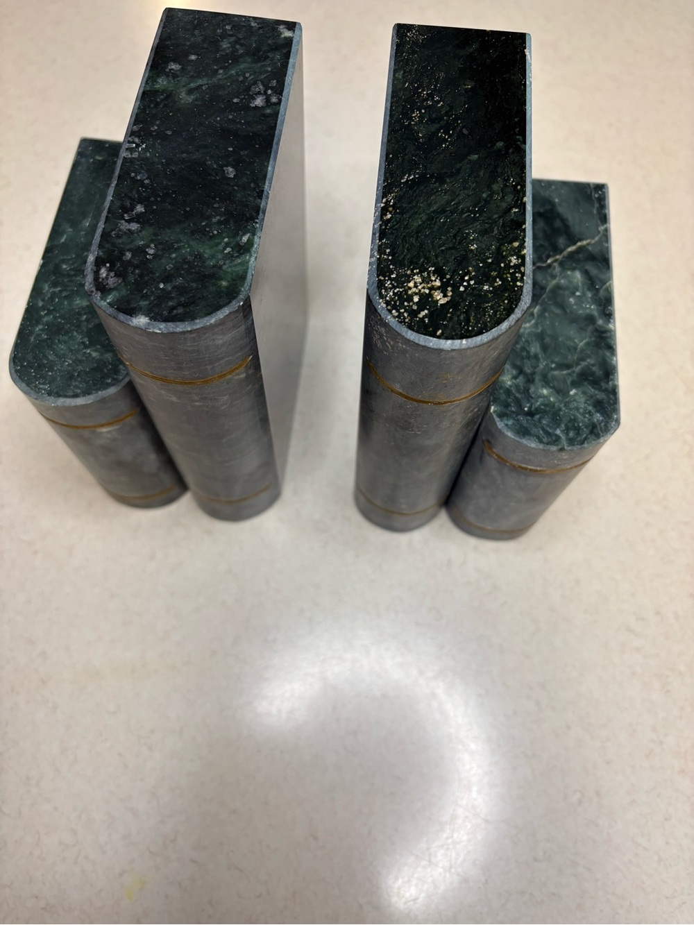 Vintage Heavy Green Marble Bookends Set of 2 12lb Pair - Picture 9 of 9